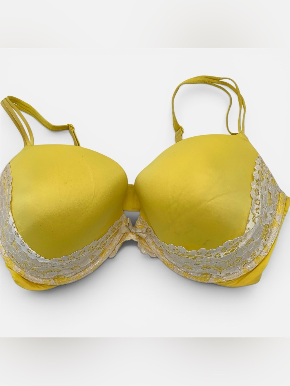 Victoria's Secret Yellow Lace-Trim Push-Up Bra 38DD
